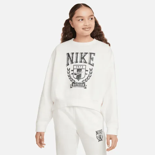 Nike Sportswear Fleece-Sweatshirt in Oversize mit Rundhalsausschnitt für ältere Kinder (Mädchen) - Weiß