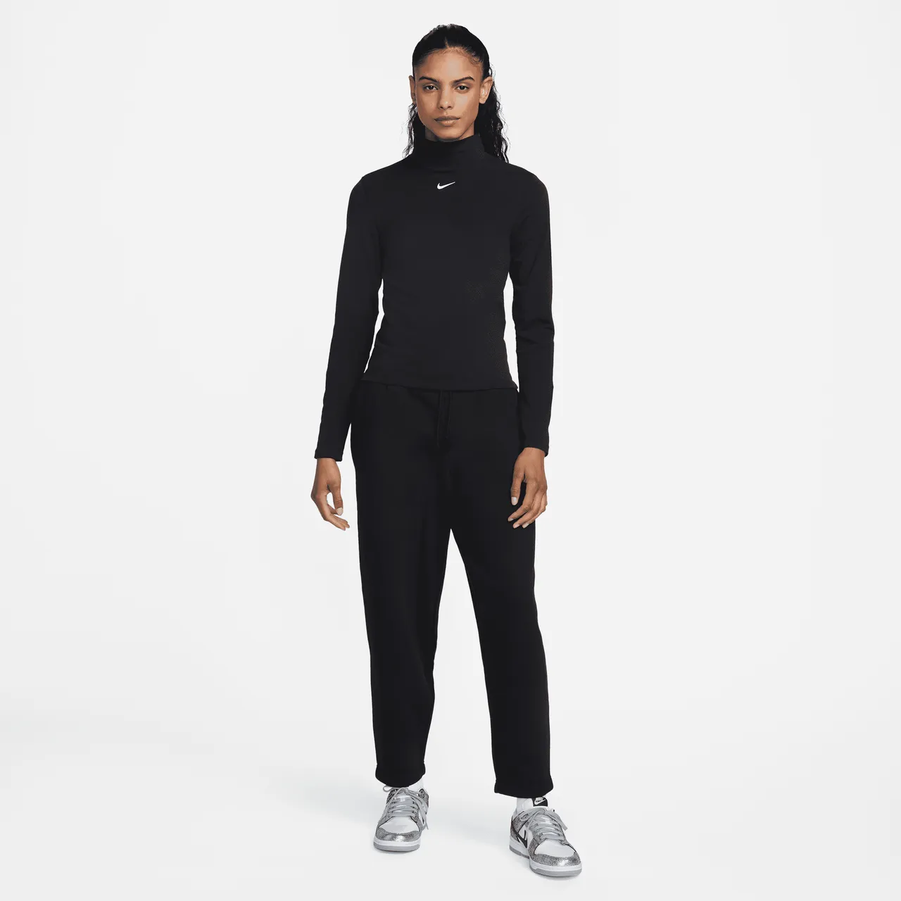 Nike Sportswear Phoenix Fleece 7/8-Curve-Trainingshose mit hohem Taillenbund für Damen - Schwarz