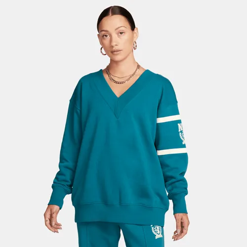 Nike Sportswear Phoenix Fleece Damen-Sweatshirt mit V-Ausschnitt - Grün