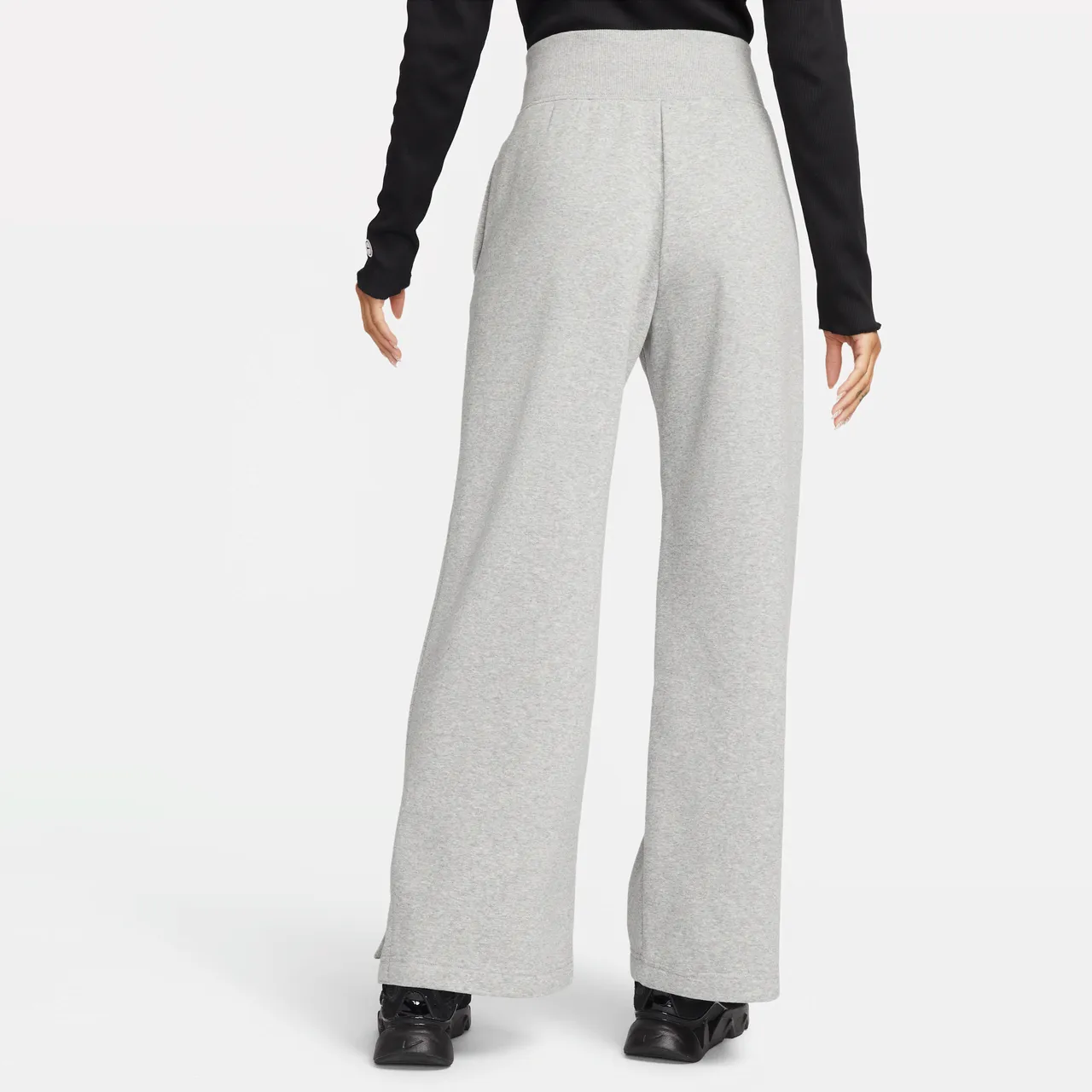 Nike Sportswear Phoenix Fleece Damen-Trainingshose mit hohem Taillenbund und weitem Bein - Grau