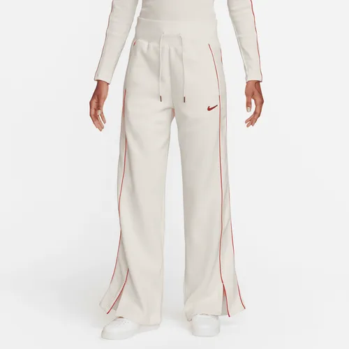 Nike Sportswear Phoenix Fleece Trainingshose mit hohem Bund und offenem Saum für Damen - Weiß