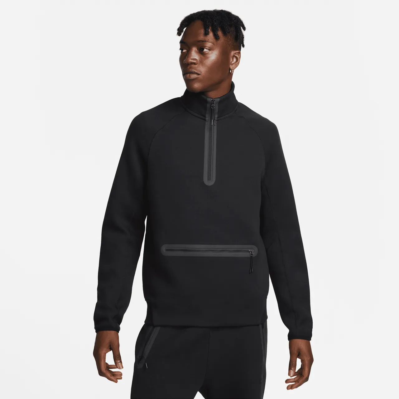 Nike Sportswear Tech Fleece Herren-Sweatshirt mit Halbreißverschluss - Schwarz