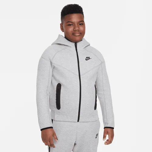 Nike Sportswear Tech Fleece Hoodie mit durchgehendem Reißverschluss für ältere Kinder (Jungen) (erweiterte Größe) - Grau