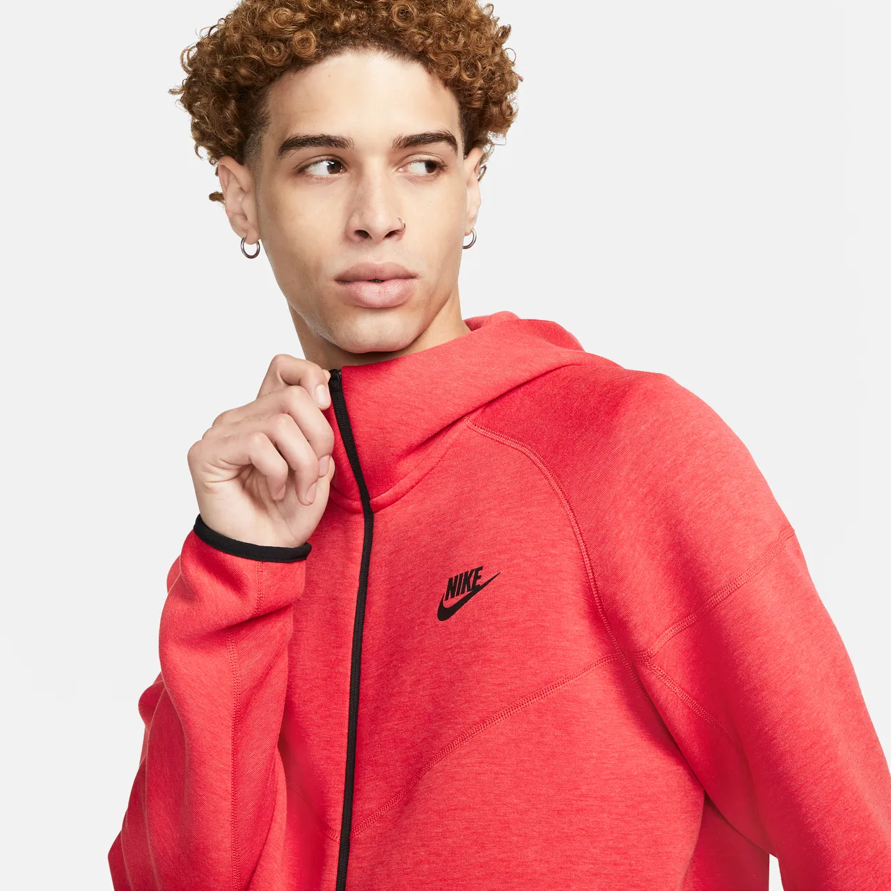 Nike Sportswear Tech Fleece Windrunner Herren-Hoodie mit durchgehendem Reißverschluss - Rot