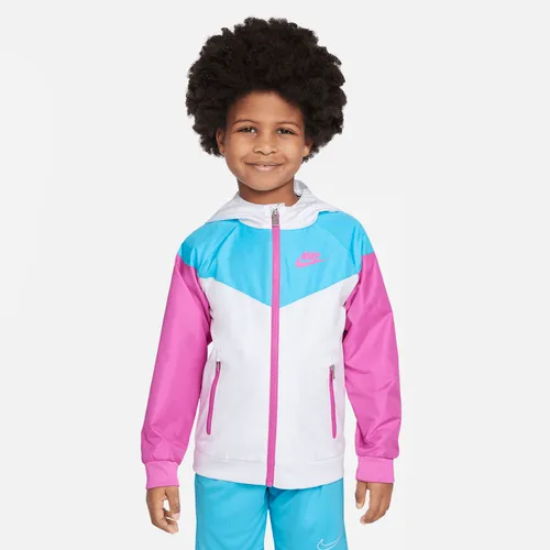 Nike Sportswear Windrunner Jacke mit durchgehendem Reißverschluss für jüngere Kinder - Weiß