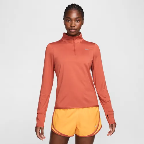 Nike Swift Element UV-Schutz Laufoberteil mit Viertelreißverschluss für Damen - Orange