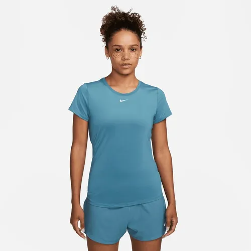 Nike Training T-Shirt Dri-FIT One Slim - Blau/Weiß Damen