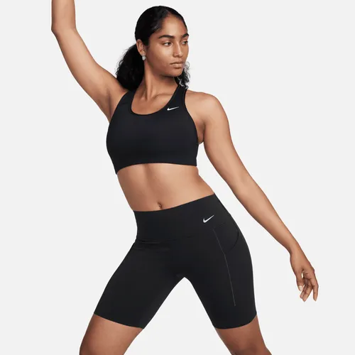 Nike Universa Biker-Shorts mit mittlerem Halt, mittelhohem Bund und Taschen für Damen (ca. 20 cm) - Schwarz