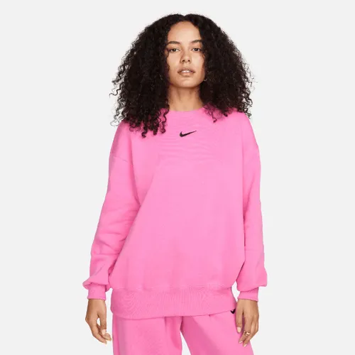 Nike W Phoenix Fleece Crewneck, Pink/schwarz XS