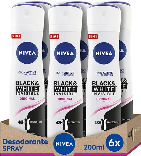 NIVEA Black & White Invisible Original Spray im 6er Pack (6