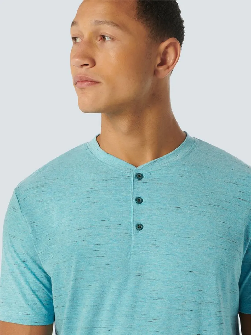 NO EXCESS T-Shirt mit kurzer Knopfleiste am Kragen