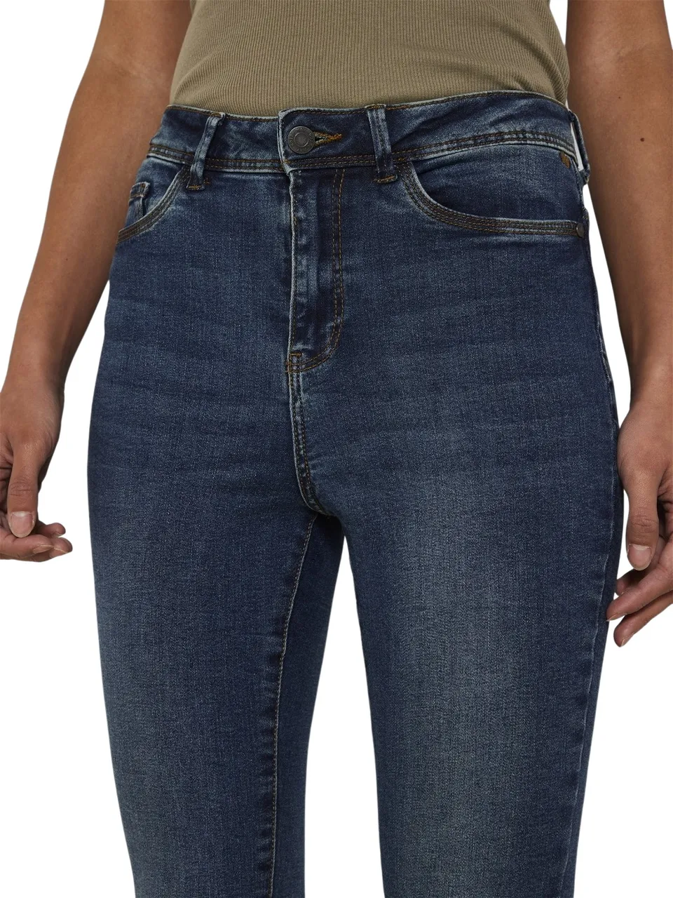 Noisy May Damen Jeans NMAGNES HW ANK JEANS VI124MB Skinny Fit Blau - Medium Blue Denim