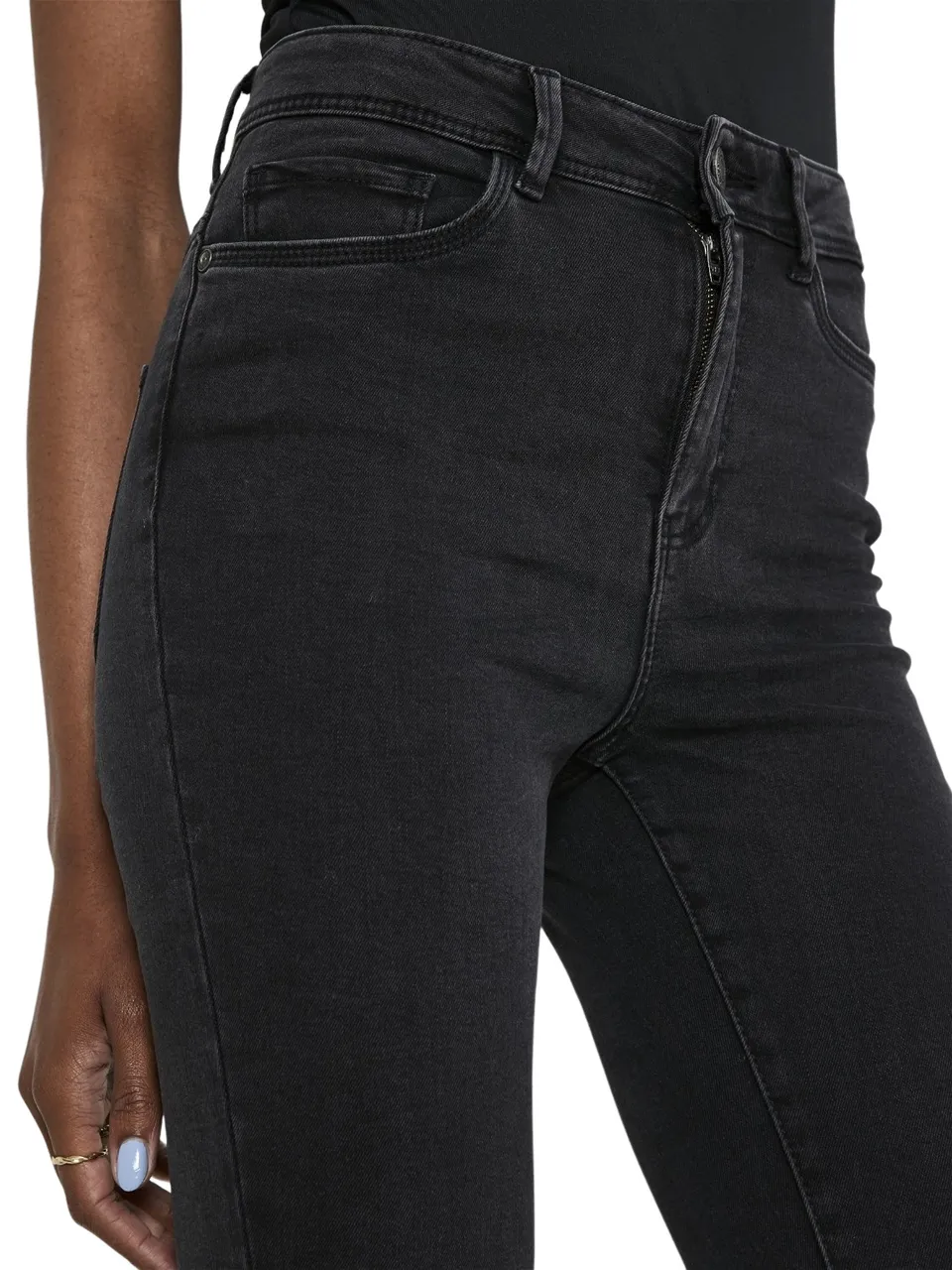 Noisy May Damen Jeans NMAGNES HW ANK JEANS VI125BW Skinny Fit Schwarz - Black Denim