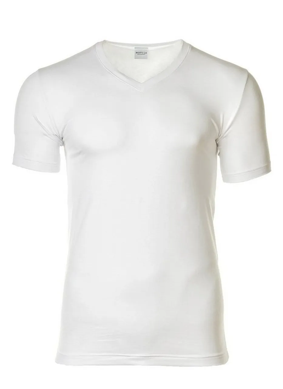 Novila T-Shirt Herren T-Shirt - V-Ausschnitt, Stretch Cotton