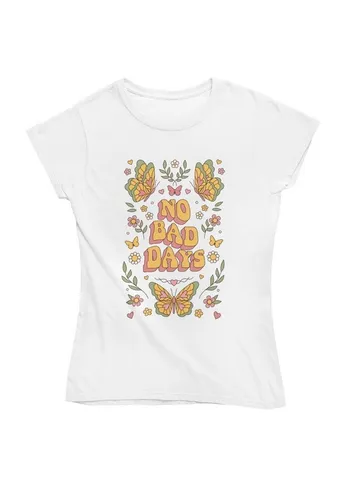 Novux T-Shirt No Bad Days Damen Tshirt farbe White (1-tlg) aus Baumwolle