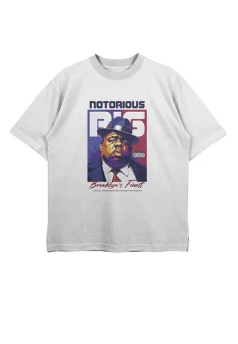 Novux T-Shirt Notorious BIG Oversize Herren Tshirt Farbe Weiß (1-tlg) aus Baumwolle