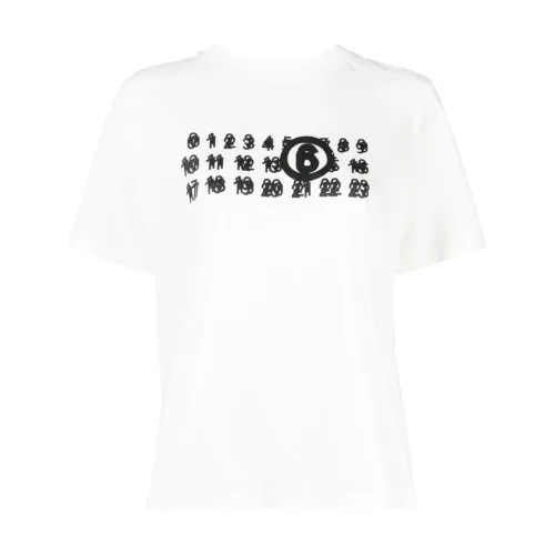 Nummern-Motiv Rundhals T-Shirt MM6 Maison Margiela