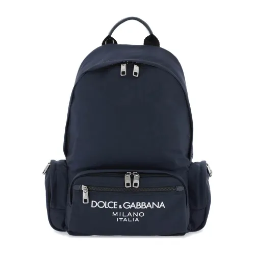 Nylon-Rucksack mit Logo und mehreren Taschen,Nylon-Rucksack mit kontrastierendem Logo Dolce & Gabbana