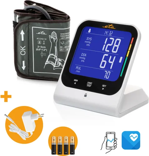Oberarm-Blutdruckmessgerät ETA "TMB-1490-CS ETA329790000" Blutdruckmessgeräte weiß Oberarm-Blutdruckmessgerät