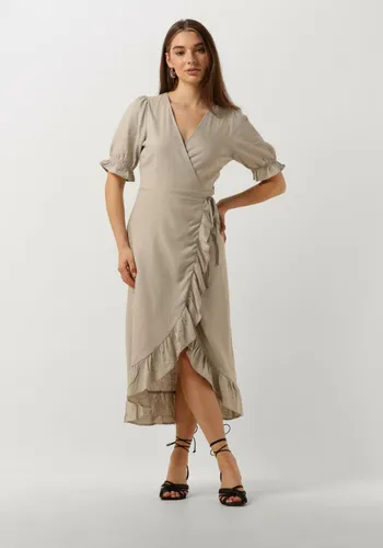 Object Damen Kleider Objammie S/s Wrap Long Dress - Sand