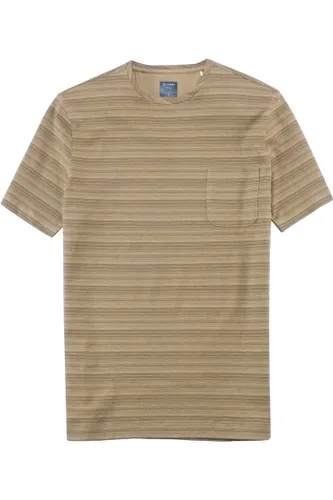 OLYMP Casual Modern Fit T-Shirt Rundhals oliv, Einfarbig