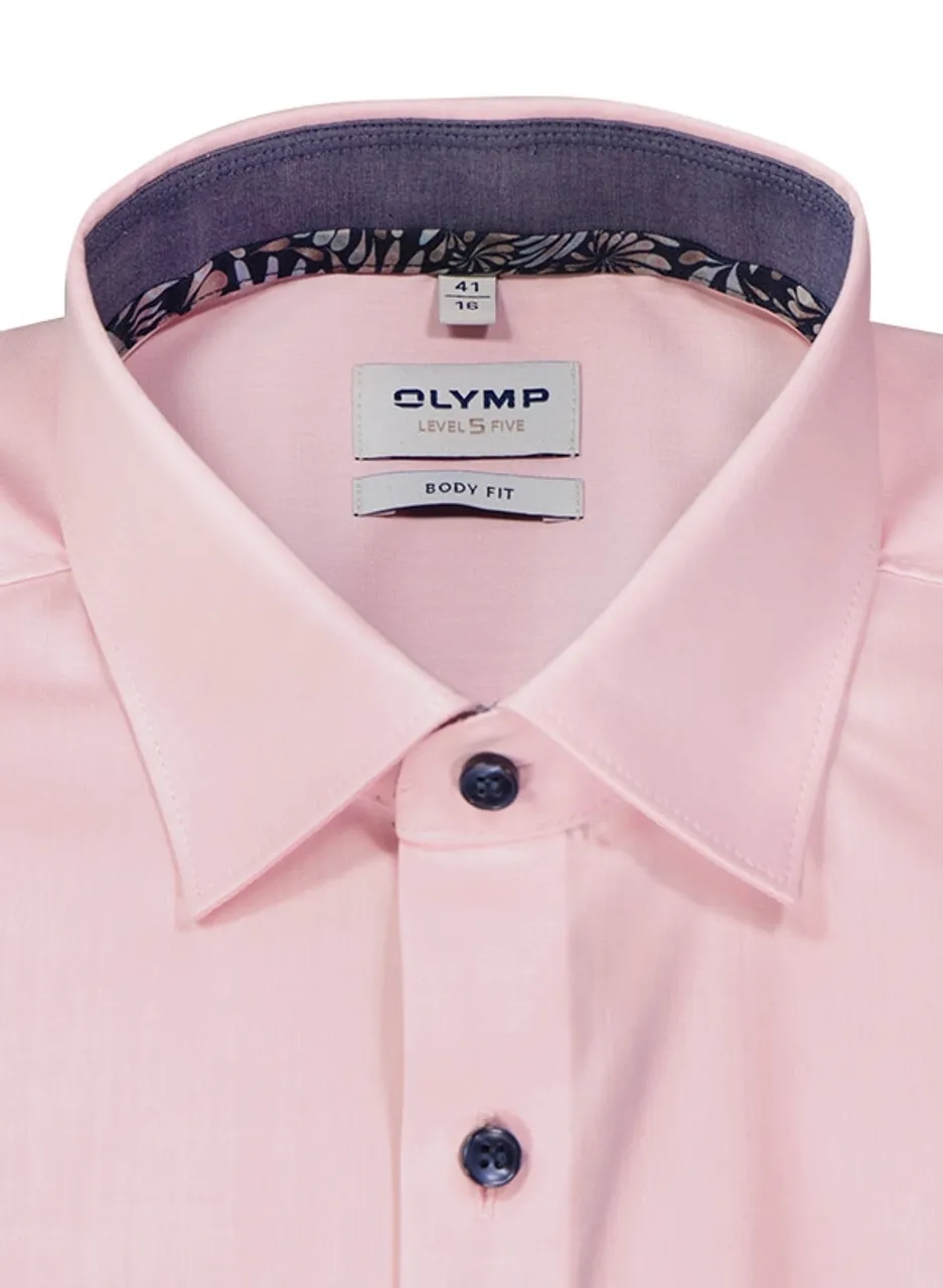 OLYMP Herren Hemd rosa Baumwoll-Stretch