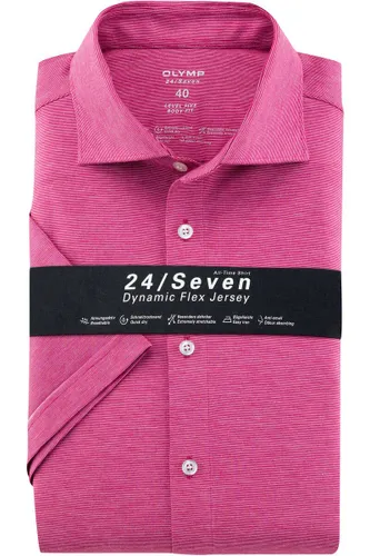 OLYMP Level Five 24/Seven Body Fit Jerseyhemd fuchsia, Meliert
