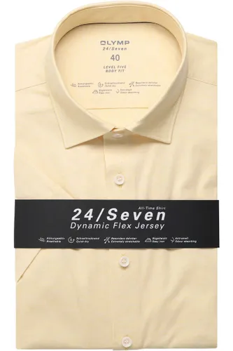 OLYMP Level Five 24/Seven Body Fit Jerseyhemd gelb, Einfarbig
