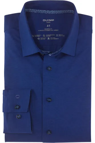 OLYMP Luxor 24/Seven Dynamic Flex Modern Fit Jerseyhemd dunkelblau, Einfarbig