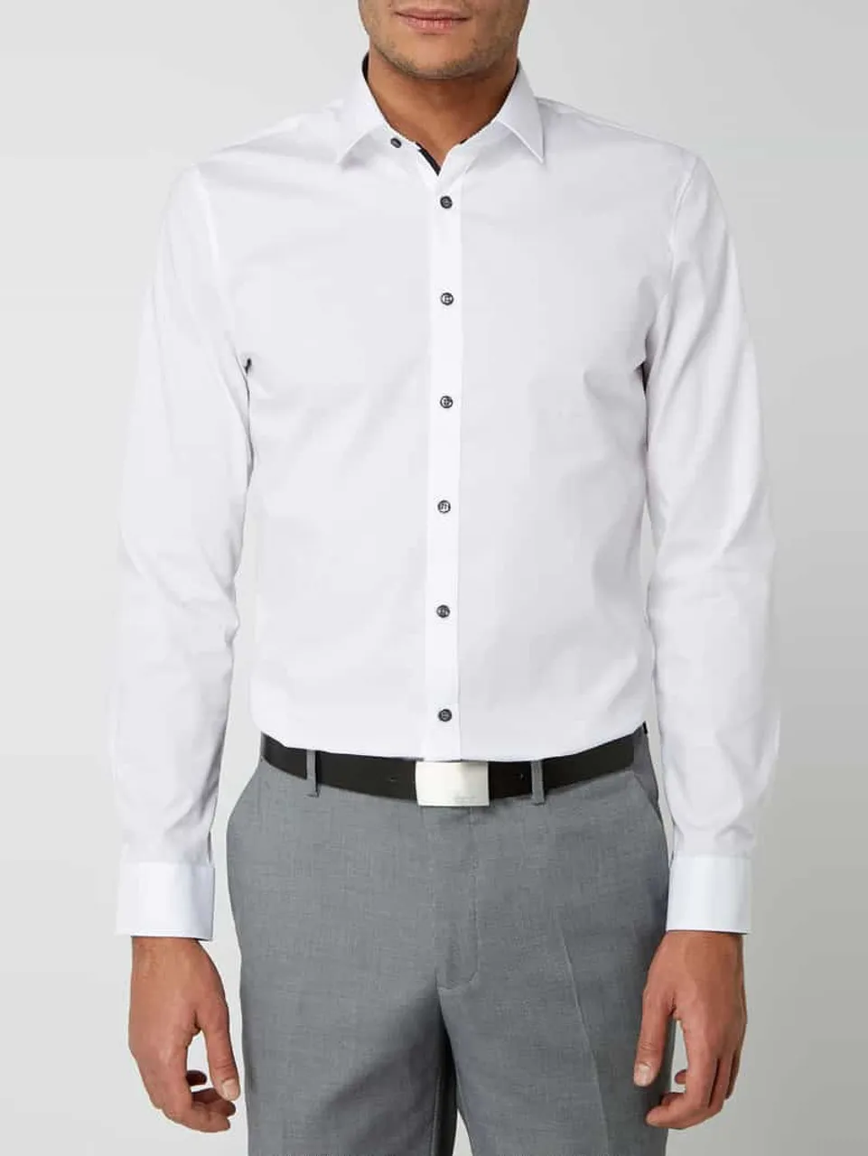 OLYMP No. Six Super Slim Fit Business-Hemd aus Popeline in Weiss