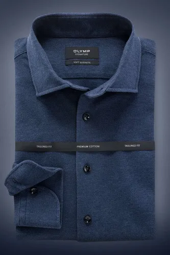 OLYMP SIGNATURE Soft Business Tailored Fit Hemd dunkelblau, Einfarbig
