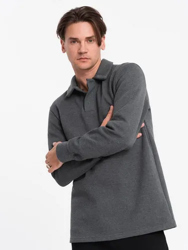 OMBRE Langarm-Poloshirt Herren-Sweatshirt mit Polokragen aus Strukturstrick