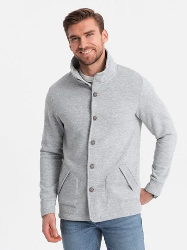 OMBRE Sweatshirt Herren Sweatshirt mit Knopfleiste und Stehkragen