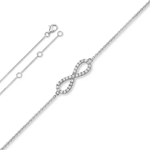 ONE ELEMENT Silberarmband Zirkonia Infinity Armband aus 925 Silber 18 cm Ø, Damen Silber Schmuck Infinity