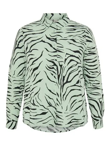 ONLY CARMAKOMA Blusenshirt Zebra Animal Hemd Bluse Plus Size Übergrößen Shirt CARNOVA 4804 in Grün