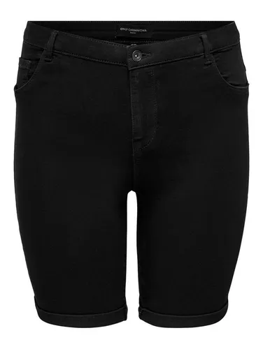 ONLY CARMAKOMA Jeansshorts Plus Size Denim Jeans Shorts Kurze Stretch Bermuda Hose CARTHUNDER 4956 in Schwarz