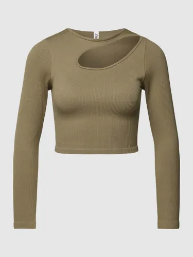 Only Cropped Longsleeve mit Cut Out Modell 'GWEN' in Oliv