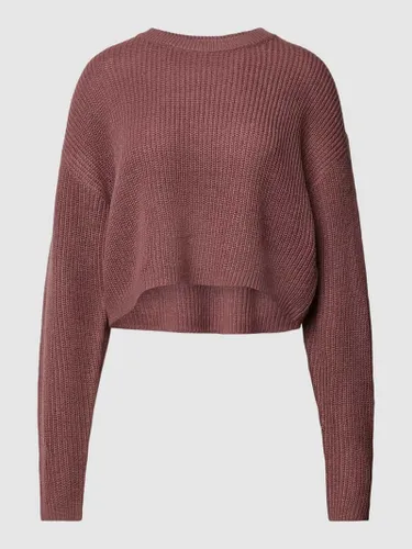 Only Cropped Strickpullover mit Streifenmuster Modell 'MALAVI' in Mauve