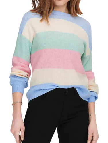 ONLY Damen Feinstrick-Pullover mit Breiten Streifen ONLAtia