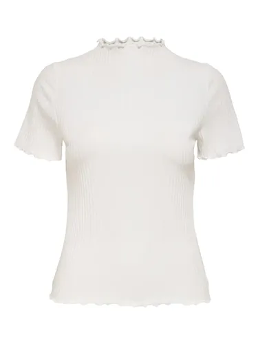 ONLY Damen Geripptes Cropped T-Shirt | Kurzes Short Sleeve