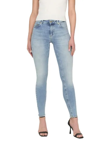 Only Damen Jeans ONLBLUSH LIFE MID SK RAW AK REA306 - Skinny Fit - Blau Light Blue