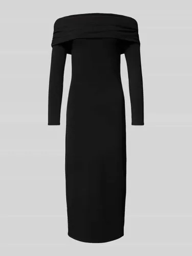 Only Knielanges Off-Shoulder-Kleid im unifarbenen Design in Black