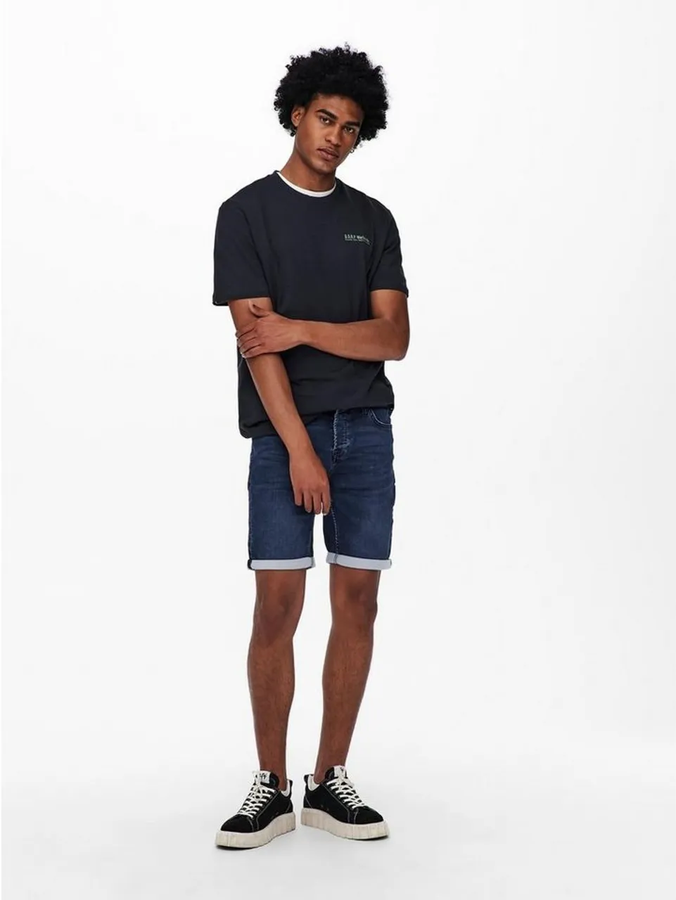 ONLY & SONS Jeansshorts Denim Capri Jeans Shorts 3/4 Bermuda Pants ONSPLY 5017 in Blau