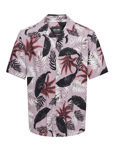 ONLY & SONS Kurzarmhemd Sommer Hemd mit Resort-Kragen Bequemes Casual Shirt 7444 in Lila
