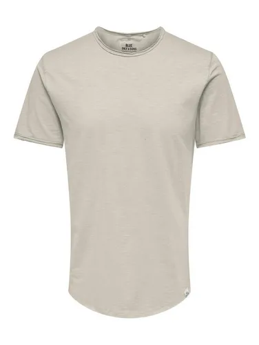 ONLY & SONS T-Shirt Langes Rundhals T-Shirt Einfarbiges Kurzarm Basic Shirt ONSBENNE 4783 in Beige-2