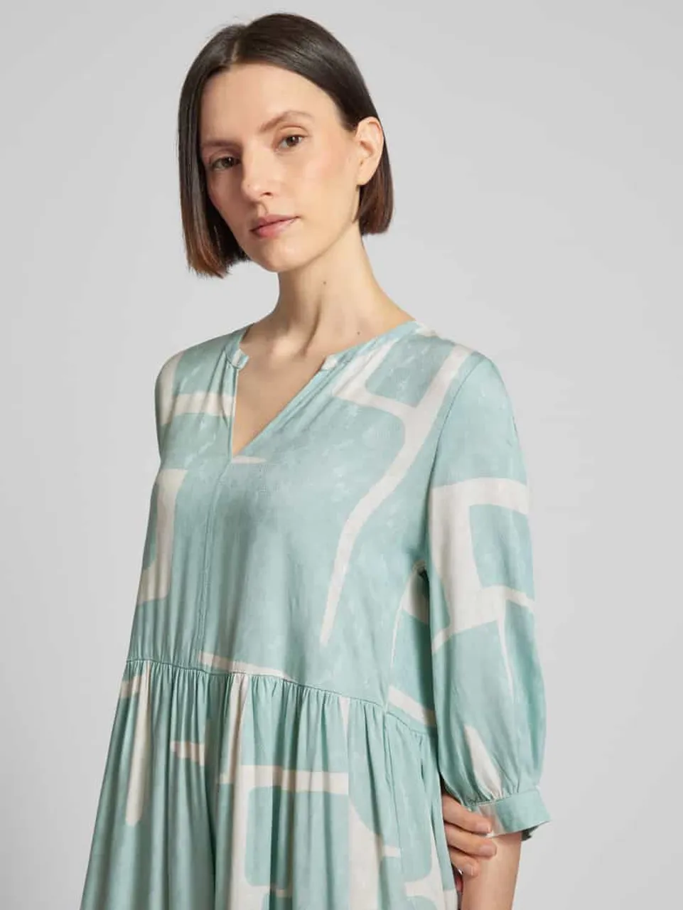 OPUS Knielanges Kleid mit Allover-Muster Modell 'Wulari' in Mint