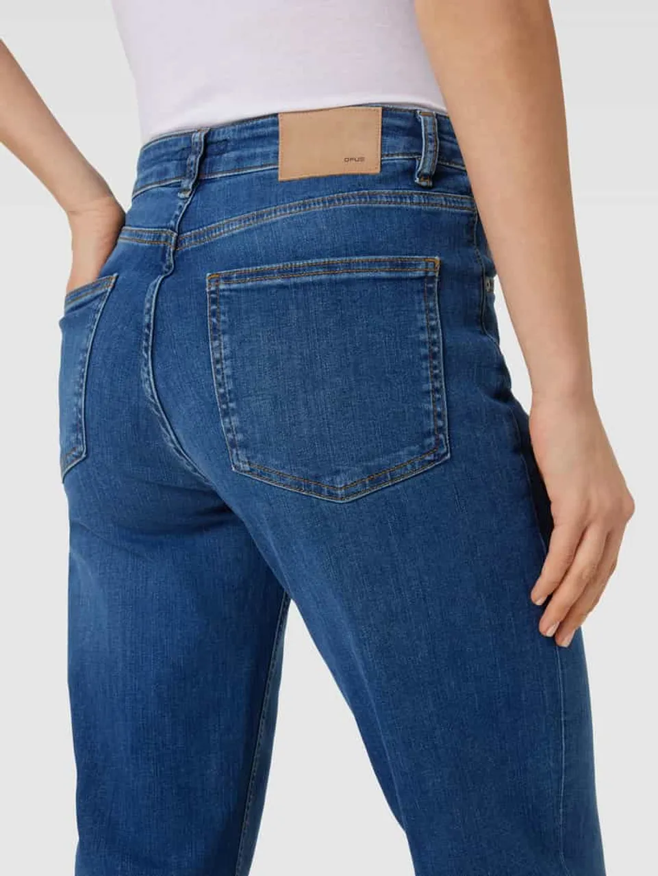 OPUS Mom Fit Jeans mit Fransen Modell 'Momito Fresh' in Jeansblau
