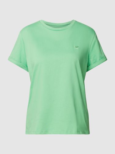 Opus T-Shirt aus Baumwolle mit Motiv-Stitching Modell 'Serz' in Hellgrün