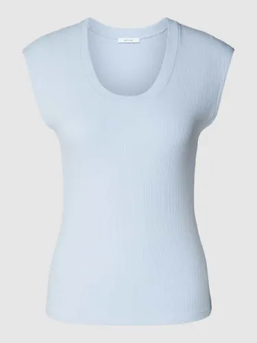 OPUS T-Shirt aus Viskose-Mix in Ripp-Optik Modell 'Samola' in Hellblau