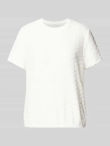 OPUS T-Shirt mit Strukturmuster Modell 'Saanu' in Offwhite